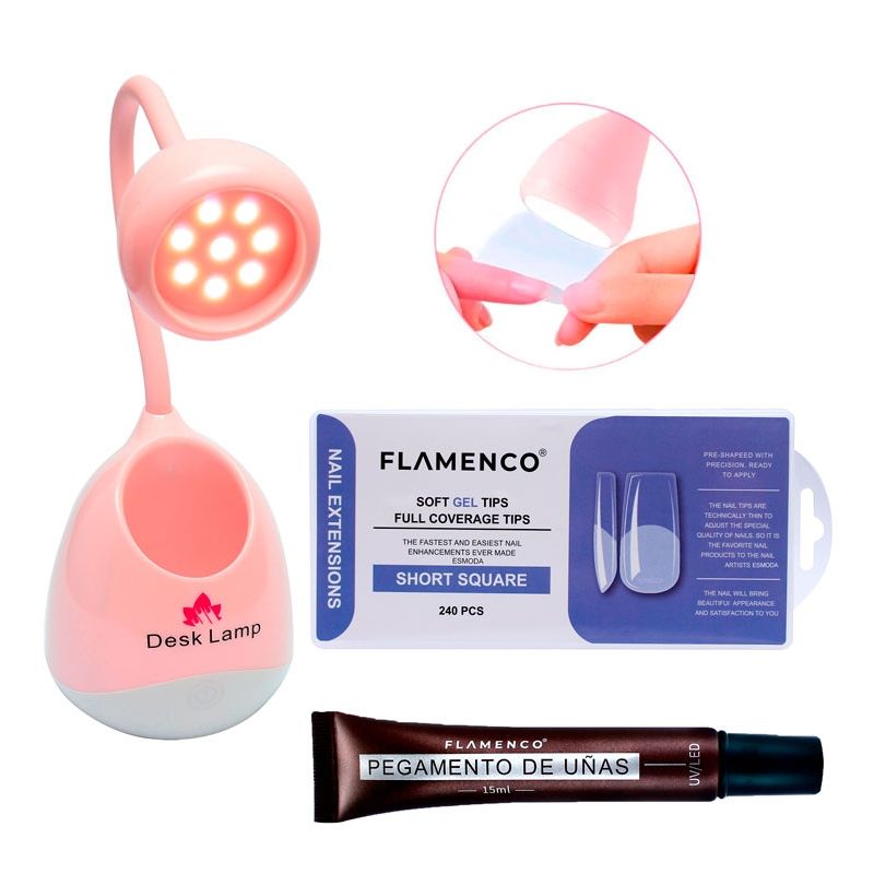 GENERICO - Kit Para Uñas Soft Gel Cuadrada Lampara Inalámbrica Led Uv