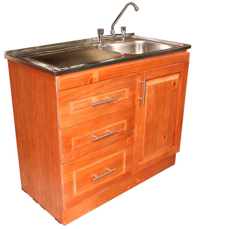 MUEBLES RIO TOLTEN - kit lavaplatos de aglomerado con frente de madera 100 cm de ancho