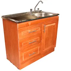 MUEBLES RIO TOLTEN - Kit lavaplatos de aglomerado con frente de madera 100 cm de ancho