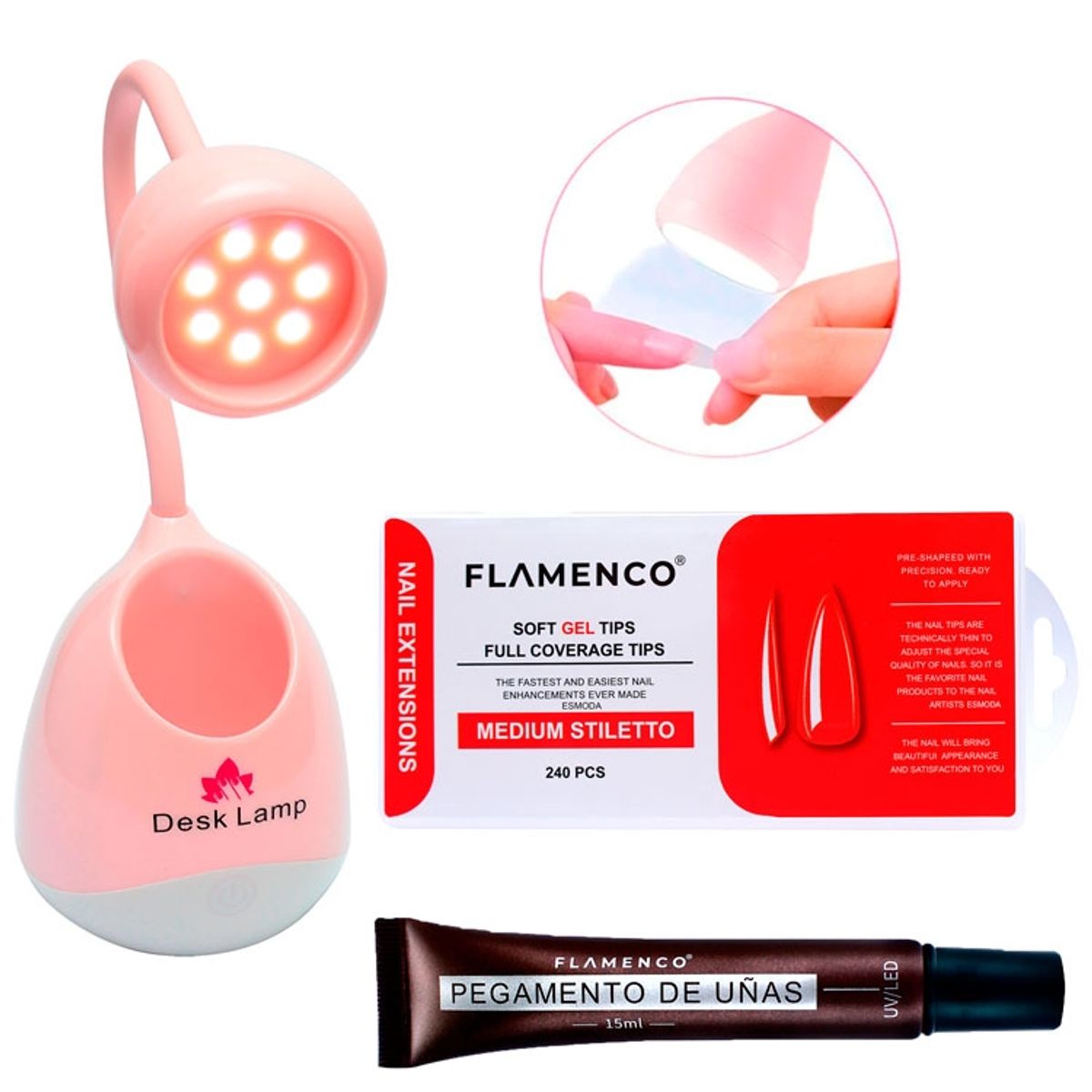 GENERICO - Kit Para Uñas Soft Gel Stiletto Lampara Inalámbrica Led Uv
