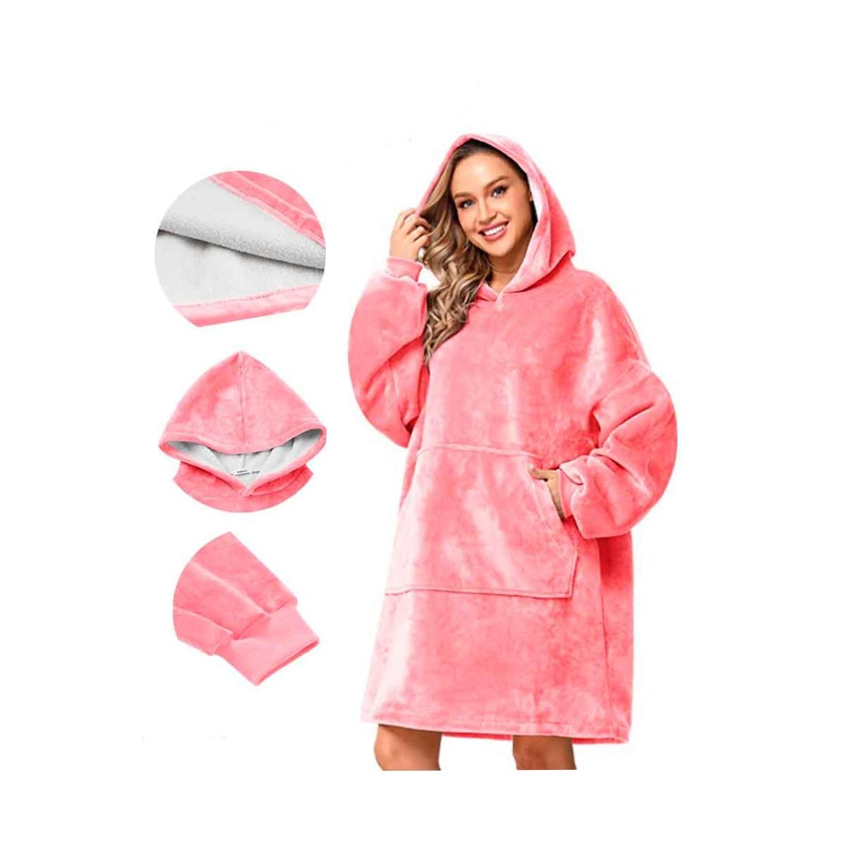GENERICO - Polerones Felpa Con Capucha Manta Polar Bata Frazada Invierno