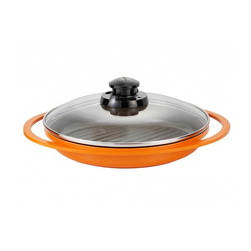 ROICHEN - Grill Con Tapa 26cm Naranjo Natural Roichen Cocina Premium