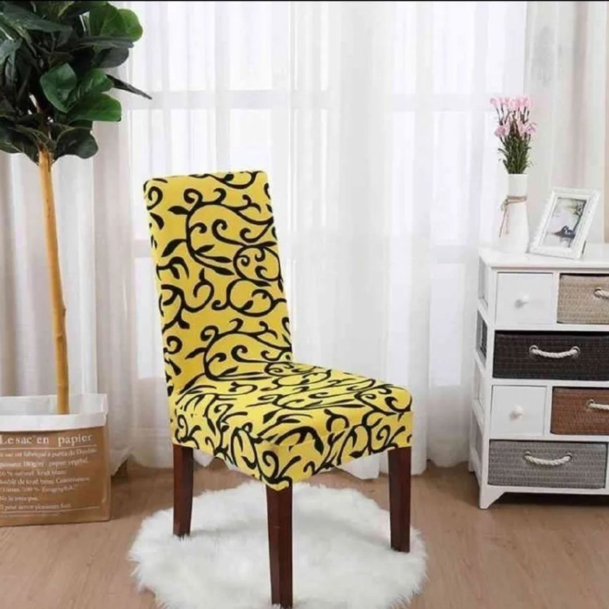 U BUY - Pack 6 Funda De Silla Para Comedor Diseño Flor