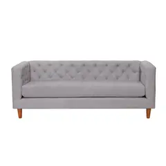 LATAM HOME - Sofá Brescia 3 Cuerpos Gris Claro Capitoné