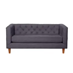 LATAM HOME - Sofá Brescia 2 Cuerpos Lino Gris Oscuro