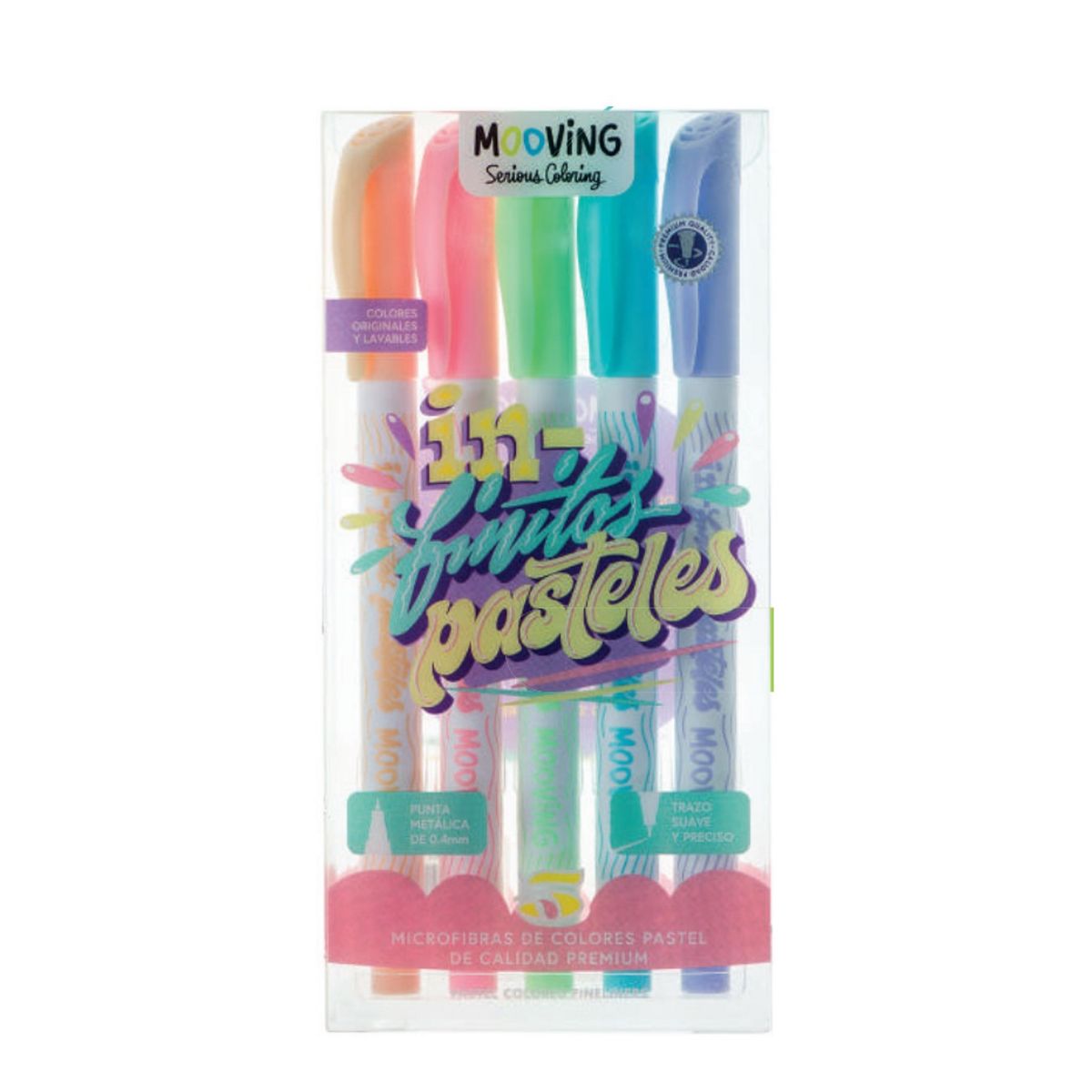 MOOVING - Estuche 5 tiralíneas colores pasteles - Mooving