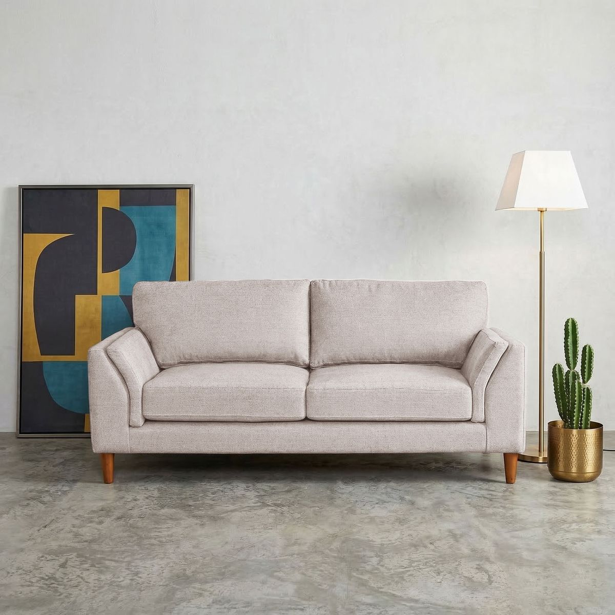 Sofá Milan 3 Cuerpos Lino Blanco Con Asiento de Resortes Pocket, marca LATAM HOME - Foto Principal