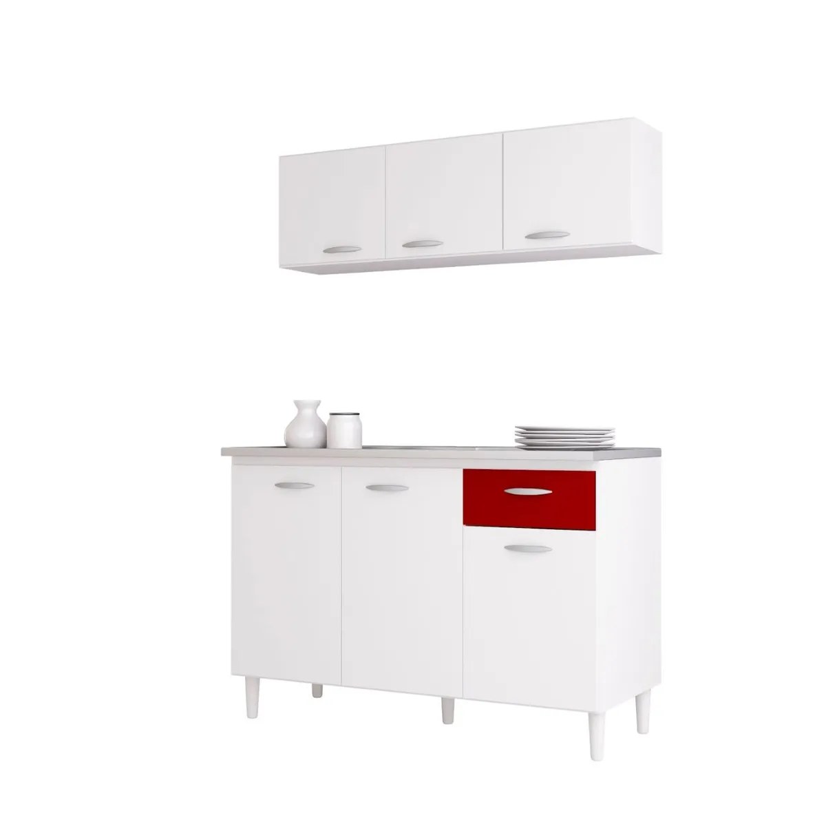TAHUARI - Mueble de cocina Maria Gracia blancorojo