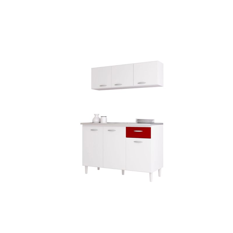 TAHUARI - Mueble de cocina Maria Gracia blancorojo
