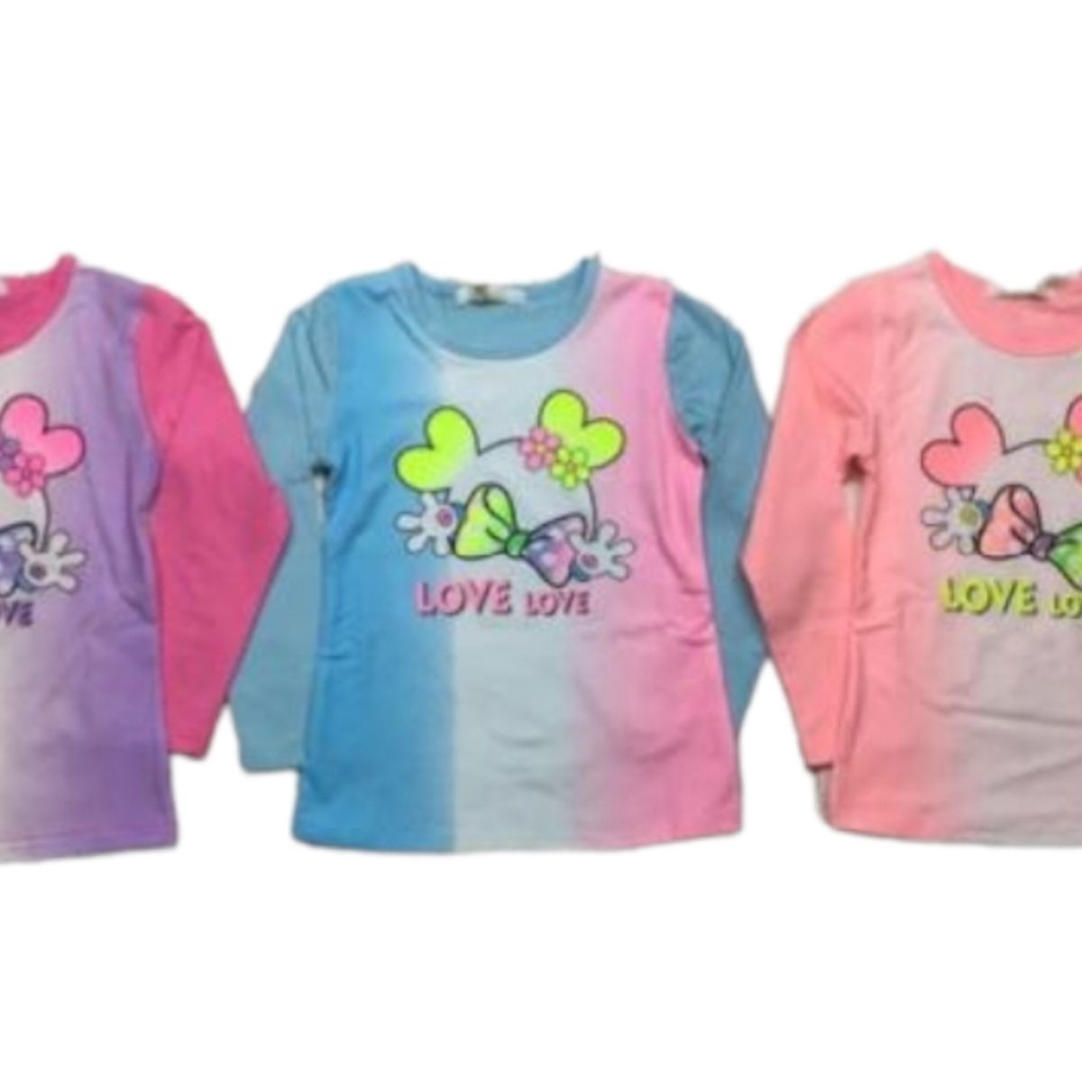 AGW - Pack 3 Poleras Manga Larga Niña Algodón Diseños Variados