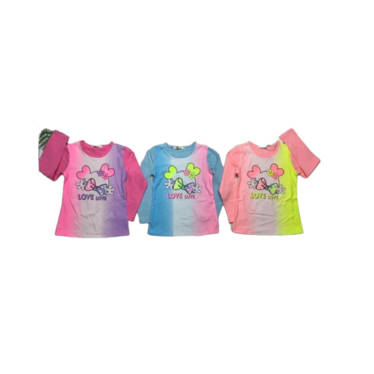 AGW - Pack 3 Poleras Manga Larga Niña Algodón Diseños Variados