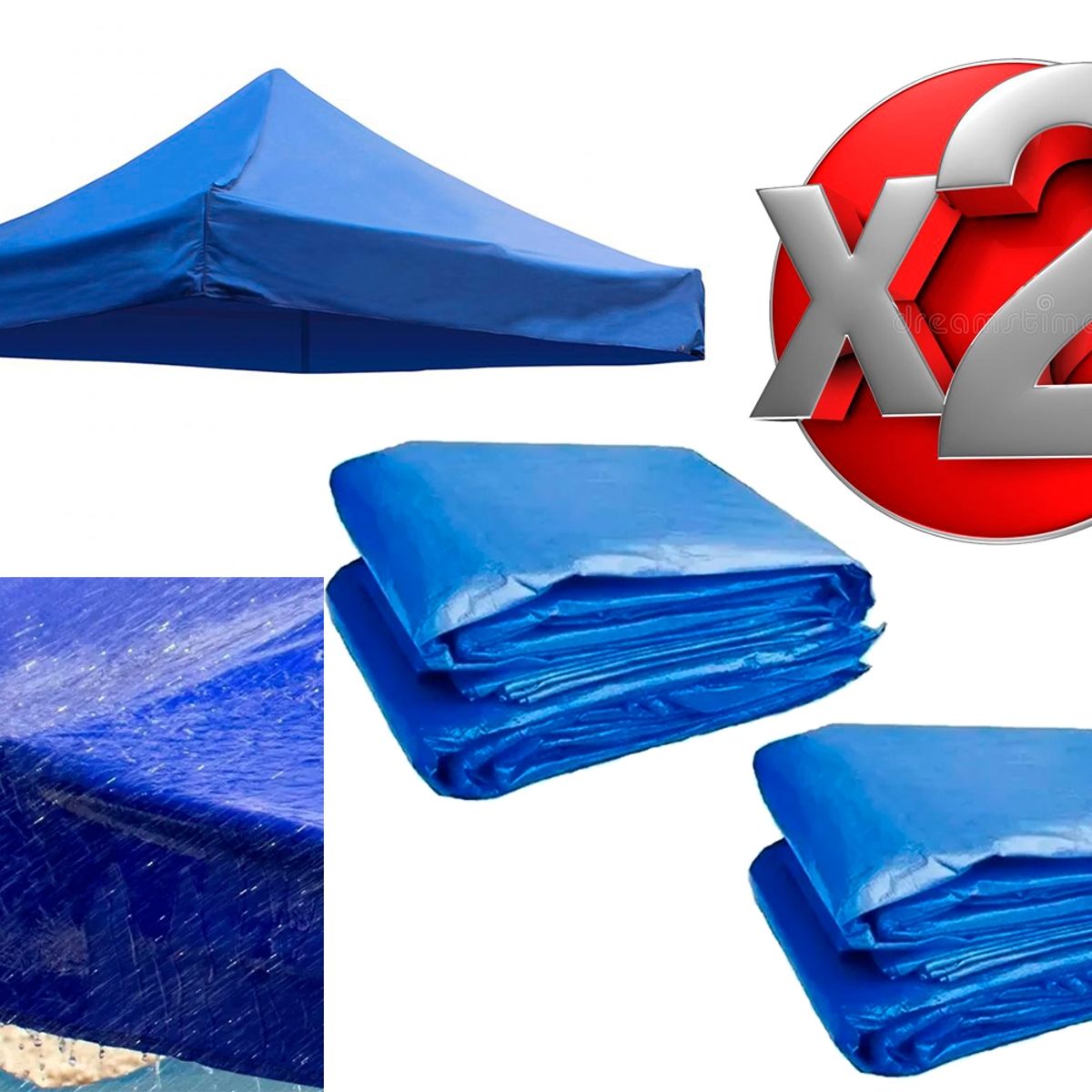 GENERICO - Pack 2 Lonas 3X3 Carpa Toldo Multiusos Impermeable