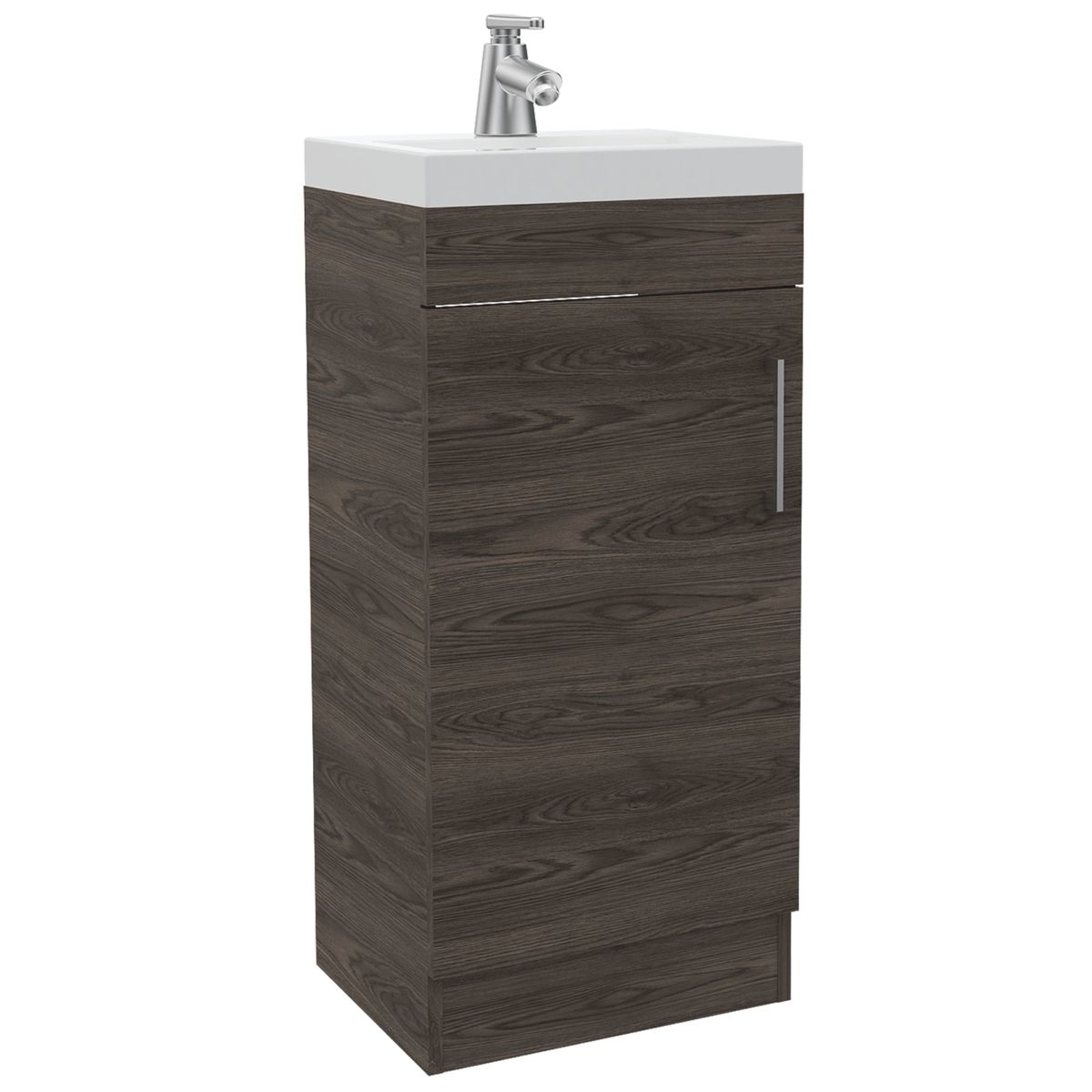 FMFURNITURE - Mueble Vanitorio 1 Puerta Café Oscuro 88x40x33 cm Con Lavamanos