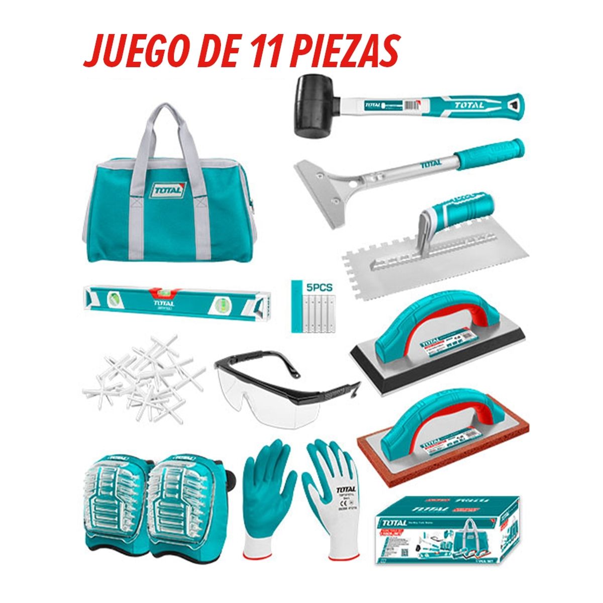 TOTAL TOOLS - Set Ceramista Embaldosado 11 Piezas TOTAL