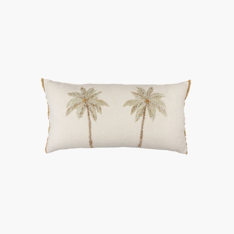 LOUNGE - Funda de Cojín Algodón Palmeras 30 X 60 Cm LOUNGE