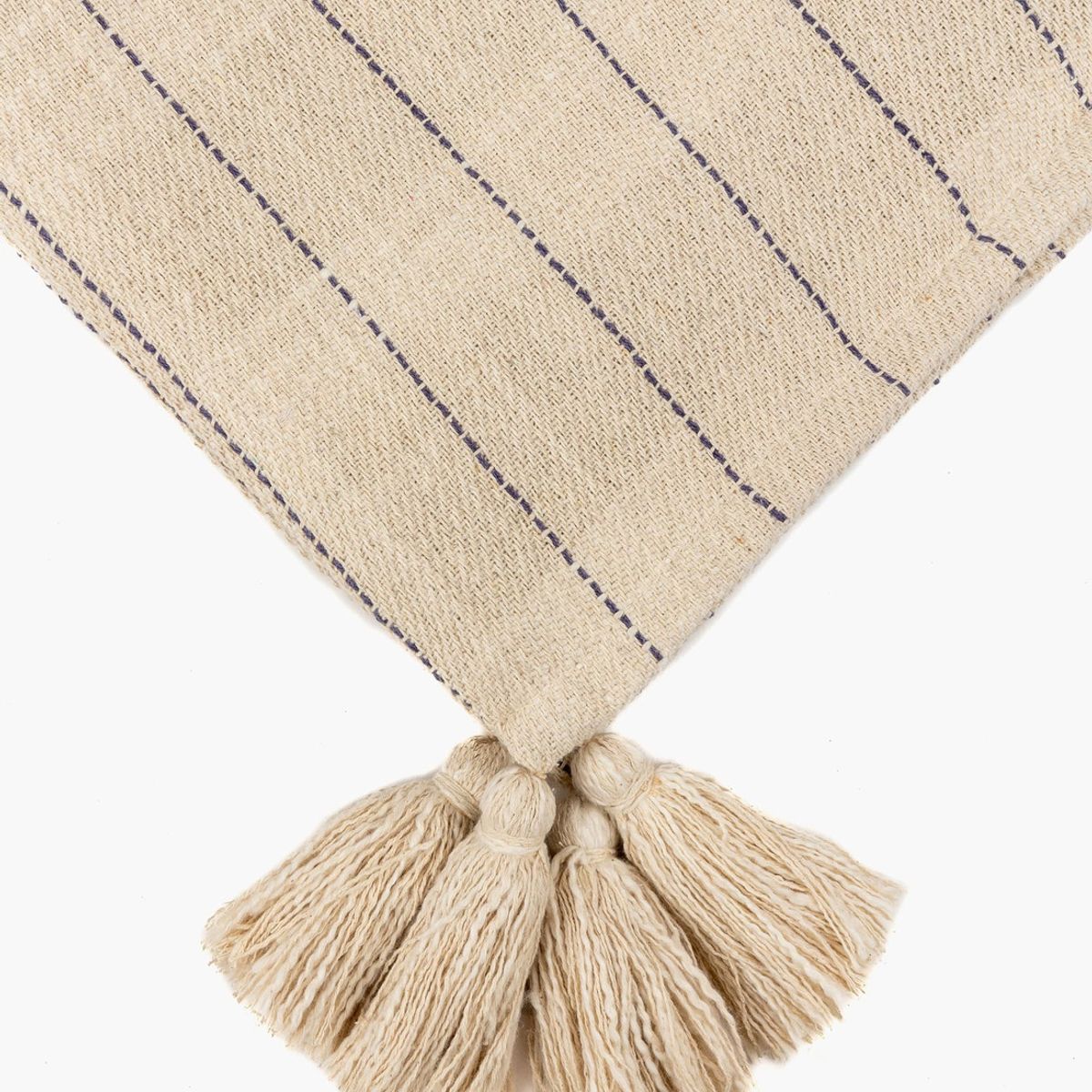 LOUNGE - Manta Algodón Bordado Borlas 140 X 190 Cm Blanco LOUNGE