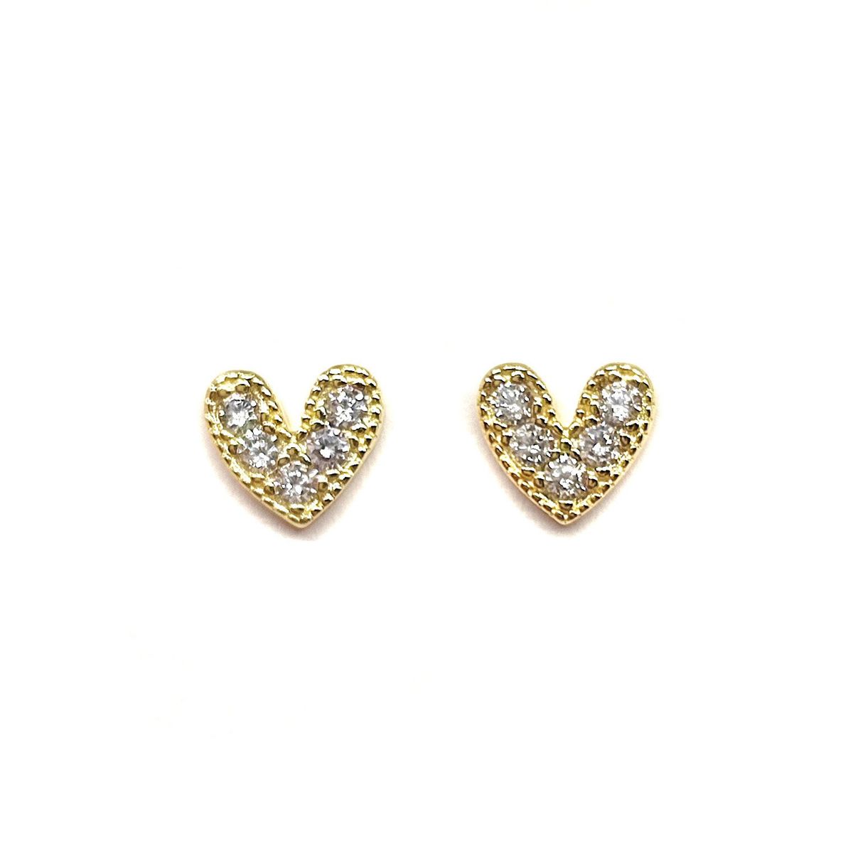 COGGIOLA - Aros Corazón Tierno Circón Mini Enchapado Oro 18K