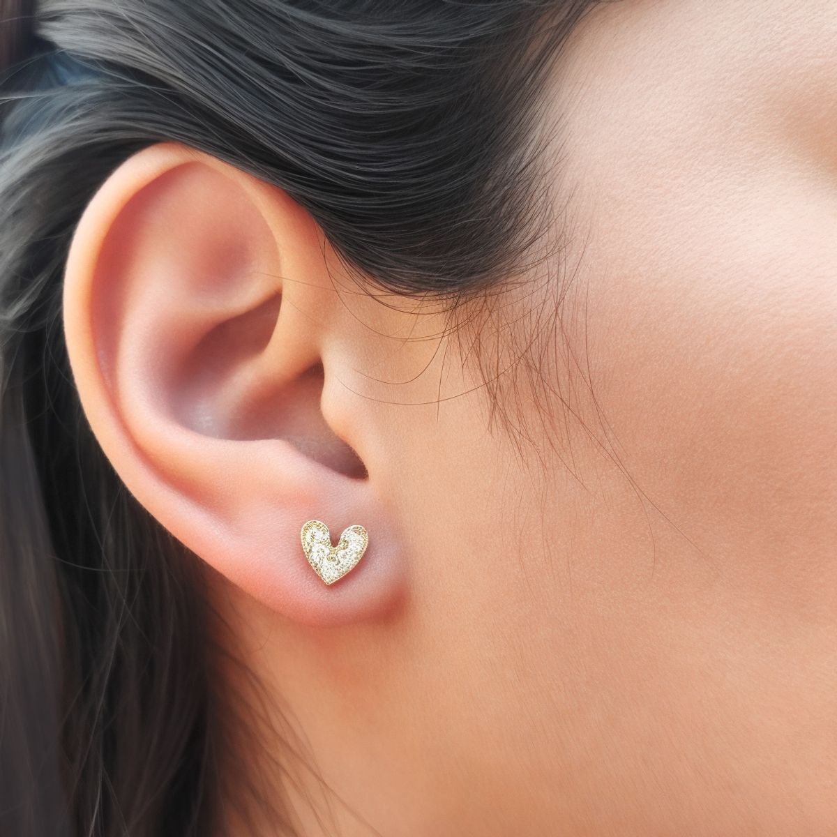 COGGIOLA - Aros Corazón Tierno Circón Mini Enchapado Oro 18K