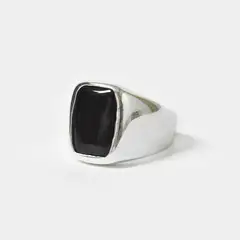 ROSETT - Anillo rectangular con piedra negra