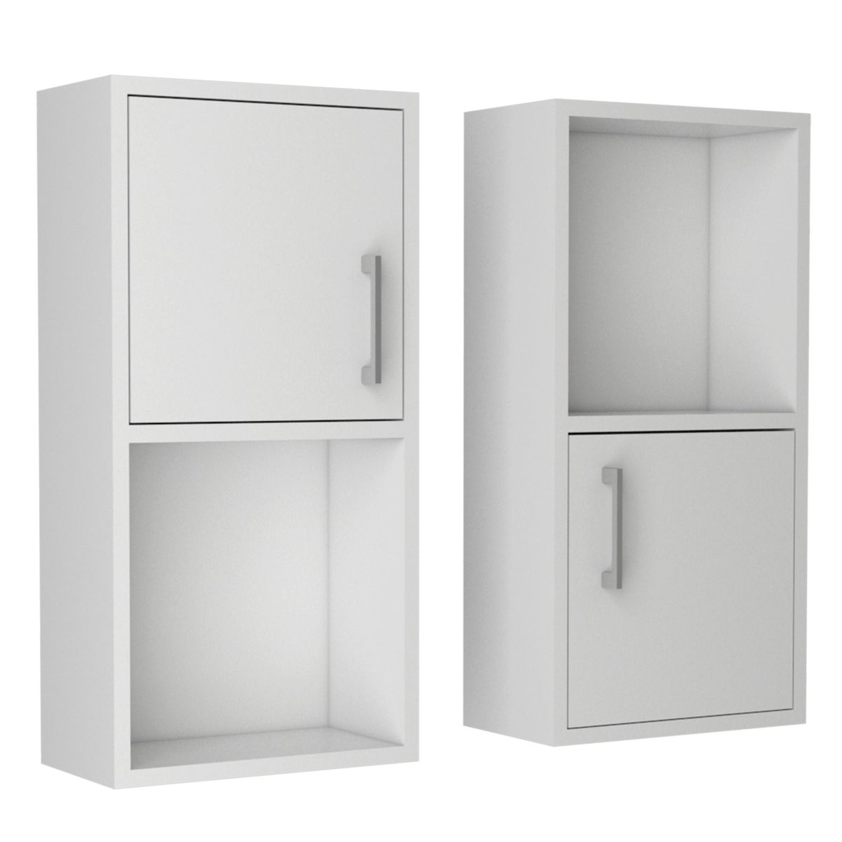 FMFURNITURE - Mueble Auxiliar Con 1 Puerta X2 Unidades - Blanco 60.1x30x16 cm