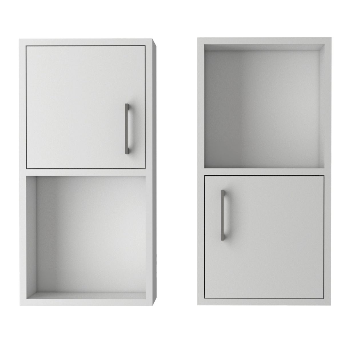 FMFURNITURE - Mueble Auxiliar Con 1 Puerta X2 Unidades - Blanco 60.1x30x16 cm