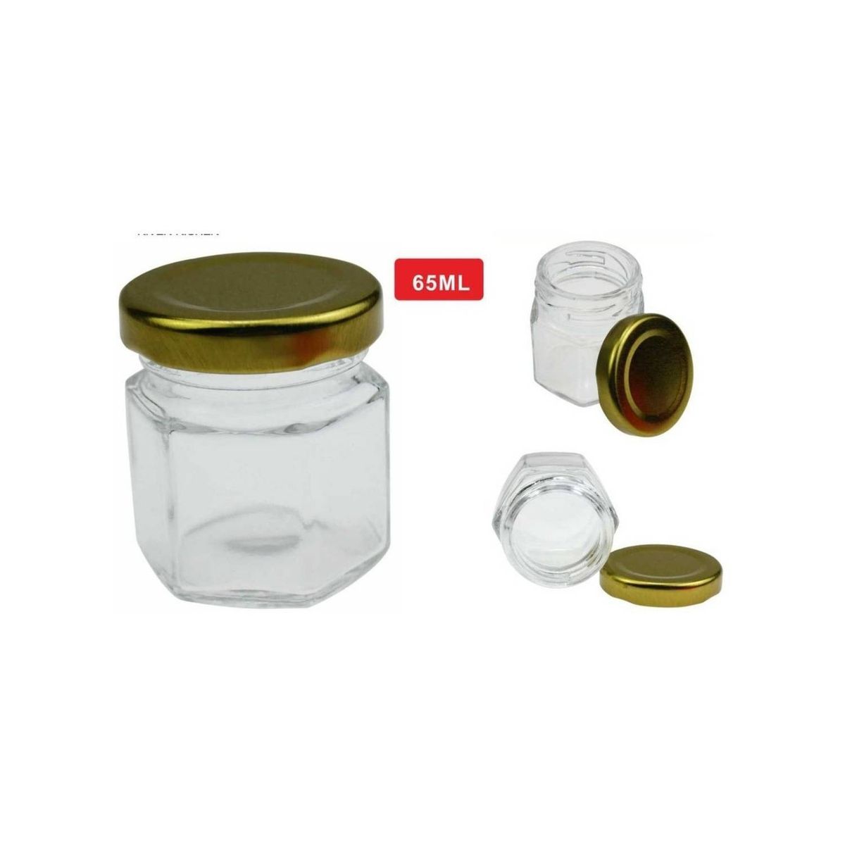 U BUY - Frasco De Vidrio Hexagonal 65ml  Packx12 #820675