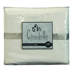 CITADELLE - Set Sábanas Lisa 300 Hilos Satinada Blanco,1,5 Plazas