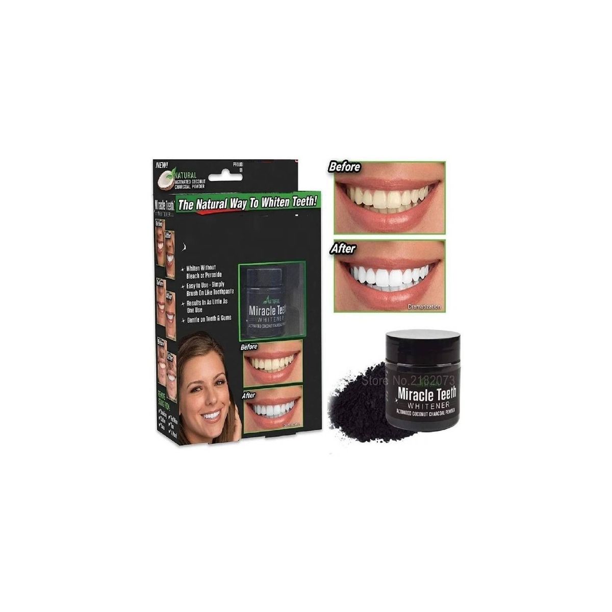 U BUY - 6x  Blanqueador Dental Natural Polvo Carbón Dientes Blancos