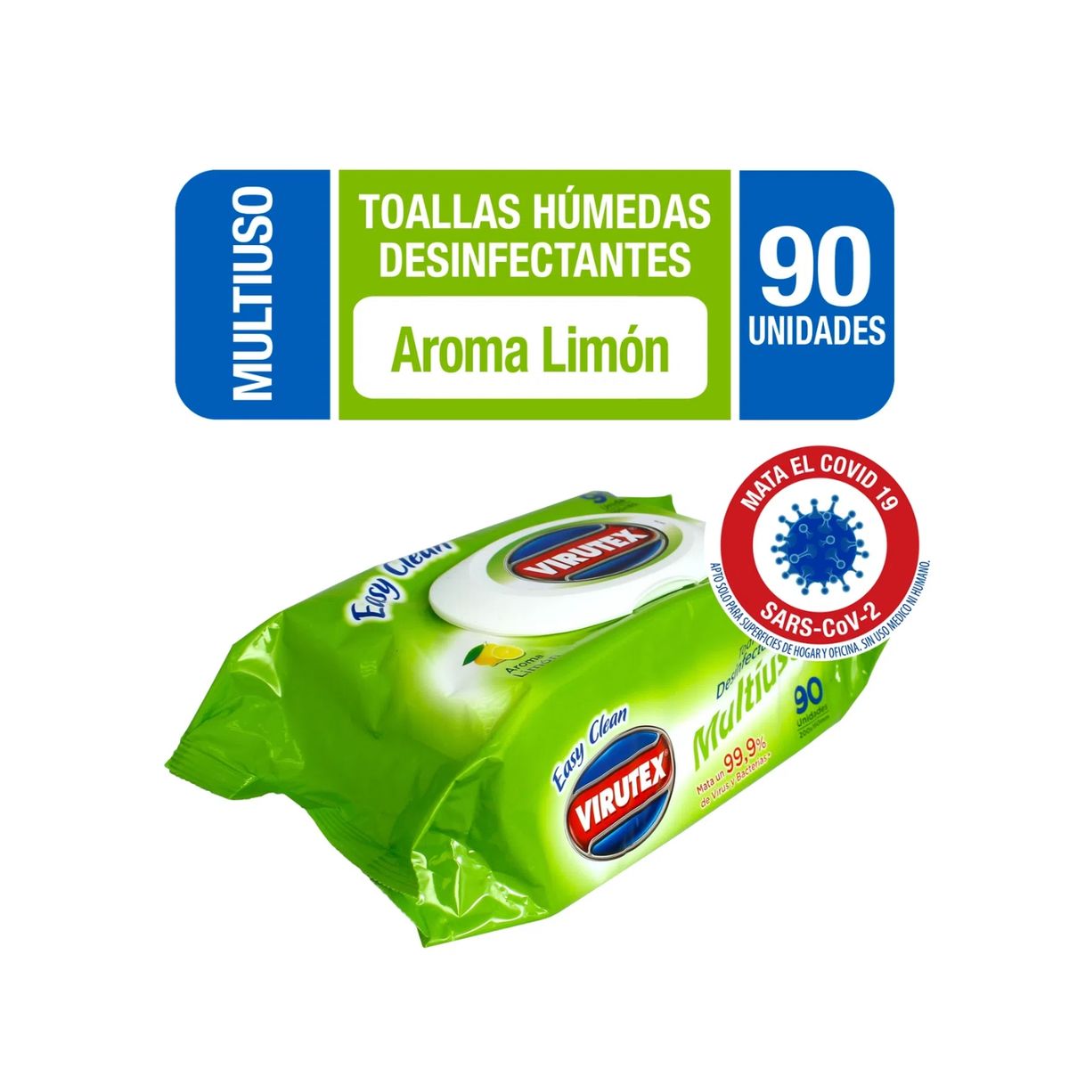 GENERICO - Toallitas Desinfectantes Multiuso Aroma Limón 90UND Virutex