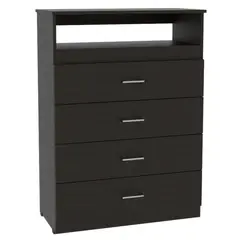 FMFURNITURE - Comoda TV80" 4 Cajones - Negro 109.8x80x37.55 cm.