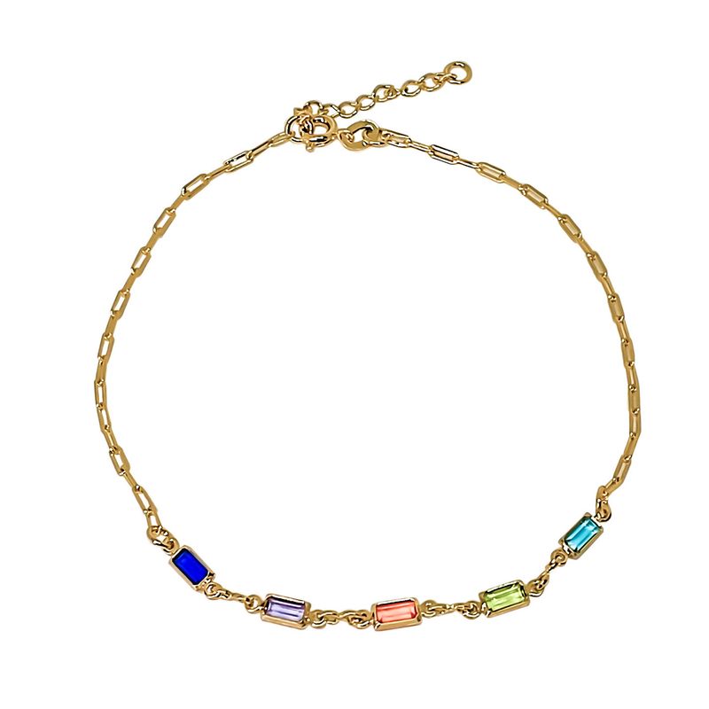 ANDREA COGGIOLA JOYAS - Tobillera Cristales Colores Enchapado Oro 18K