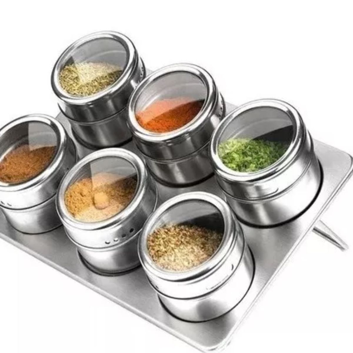 GENERICO - Especieros Frascos Condimentos Cocina Magnéticos Metal