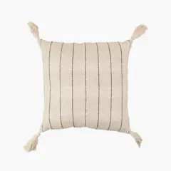 LOUNGE - Funda Cojín Algodón Bordado Borlas 45 X 45 Cm Blanco