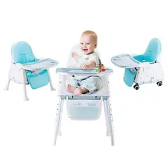 GENERICO - Silla Para Comer De Bebé 3 en 1 Celeste