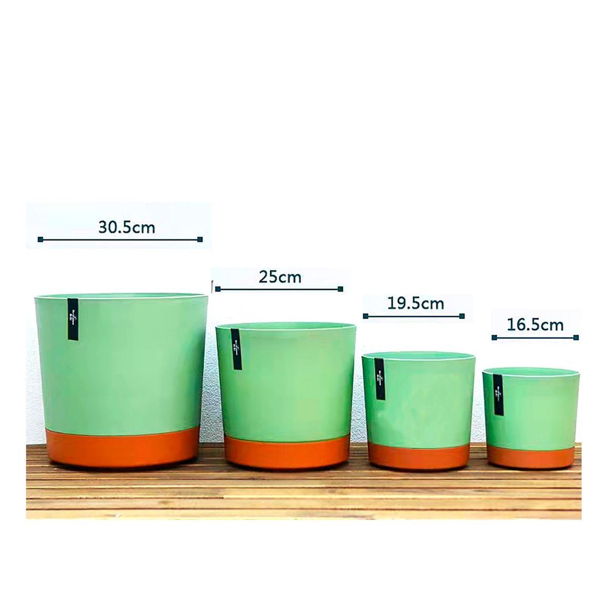 GENERICO - Macetero con Bandeja Extraíble y Drenaje Reflexivo Verde L