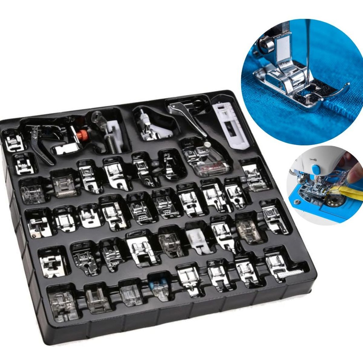 GENERICO - Set Prensatelas Maquina Coser Casera Prensa Tela 42 Piezas