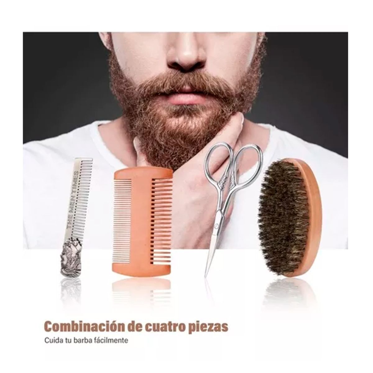 GENERICO - Juego De Cepillo Y Peine De Barba Para Hombre