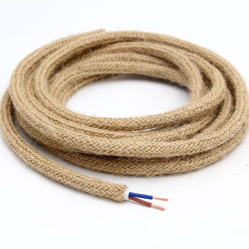 KUANGYE - 5 Mts Cable Electrico Yute Bipolar Textil Rustico 2*075