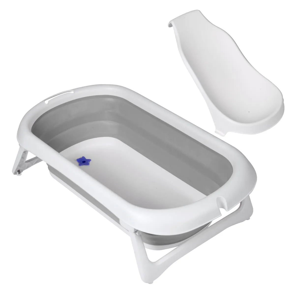 BBQOOL - Bañera Plegable Splashy Grey + Soporte Ergonómico