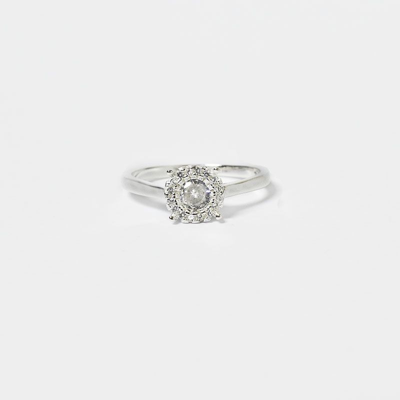 ROSETT - Anillo con circón central y circones al rededor