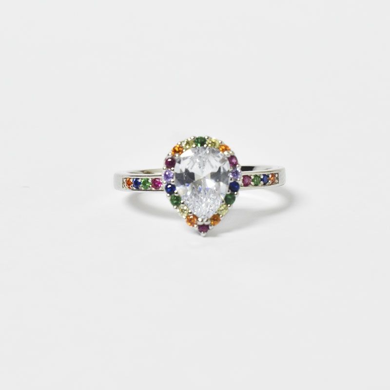ROSETT - Anillo halo de colores en forma de gota