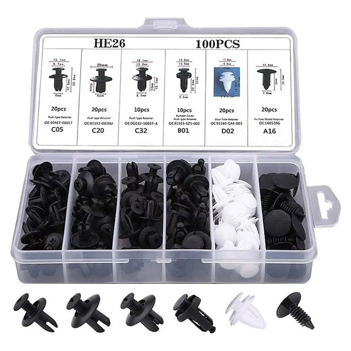 U BUY - Kit 100 Clip Broche Retencion Plastico Auto Lata Tapabarro