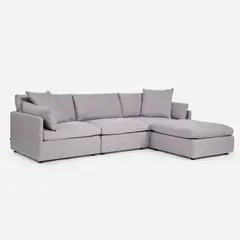 ROSEN - Sofá Seccional Georgia 4 piezas Tela Gris