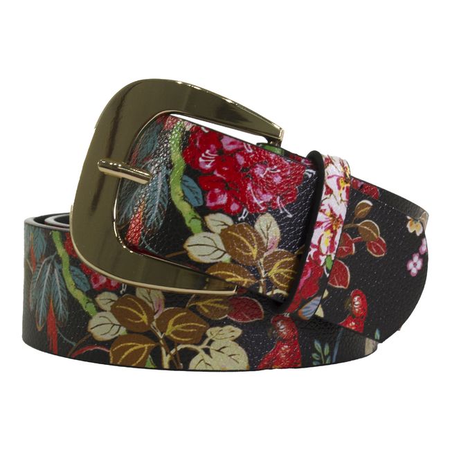 MAILEA - Cinturon floreado mujer negro