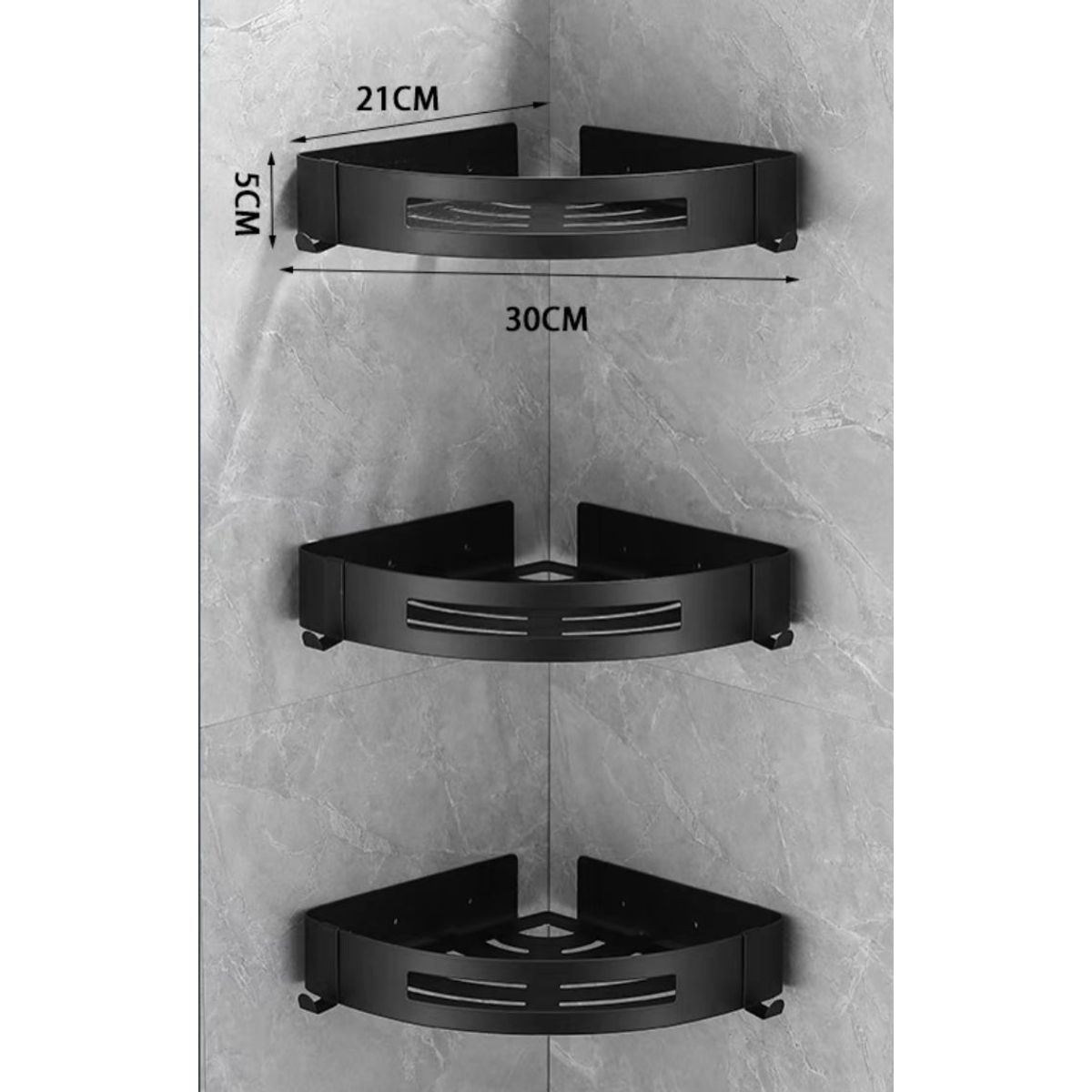 GENERICO - Repisa Mural Esquinero Para Baño Ducha Aluminio Negro De 3 Niveles