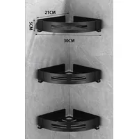 Repisa Mural Esquinero Para Baño Ducha Aluminio Negro De 3 Niveles