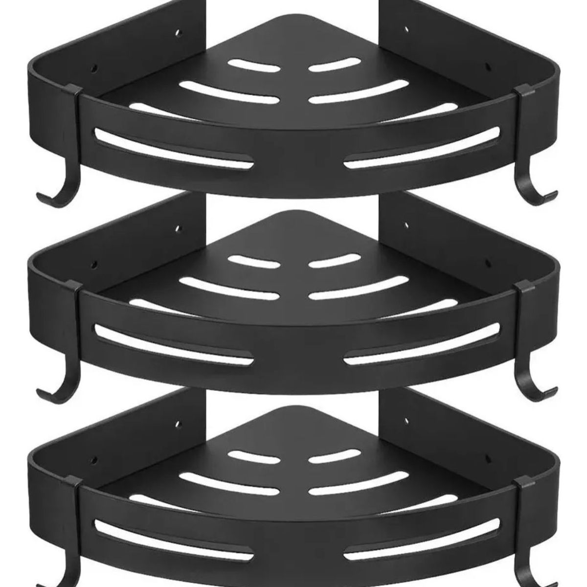 GENERICO - Repisa Mural Esquinero Para Baño Ducha Aluminio Negro De 3 Niveles