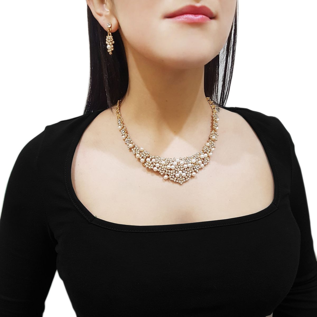 GENERICO - Set De Collar Y Aros Para Dama Dorado