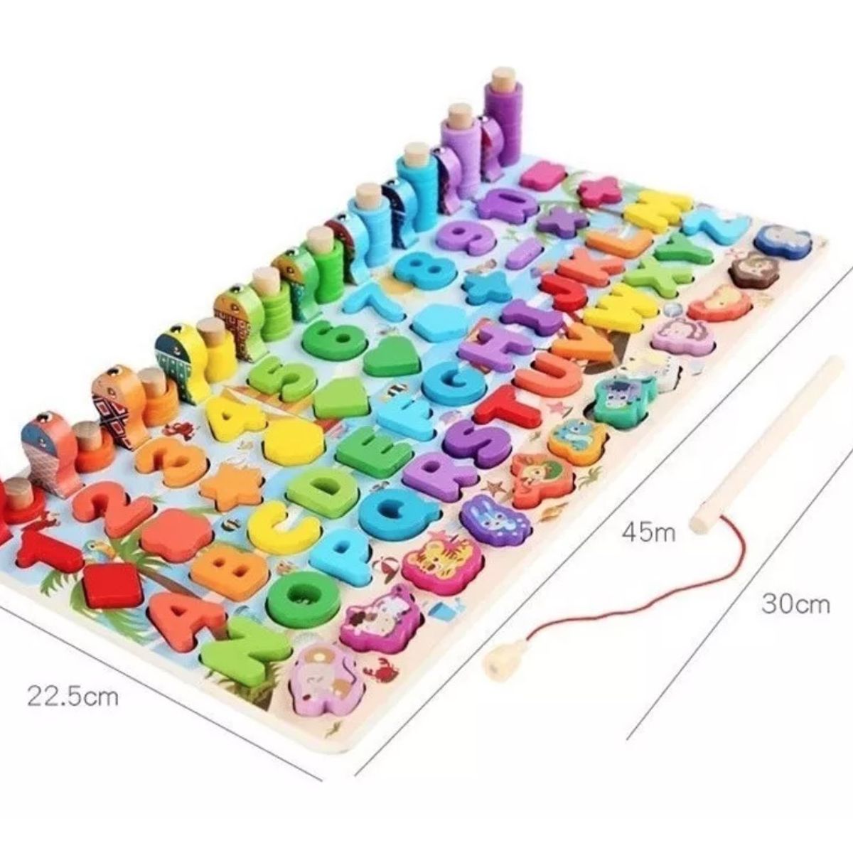 GENERICO - Juego Madera 7 En 1 Montessori Pesca Números Formas Abaco