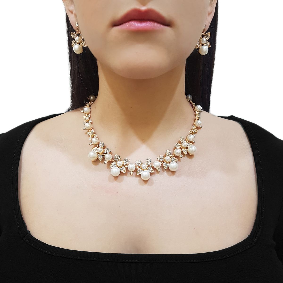 GENERICO - Set De Collar Y Aros Para Dama Dorado